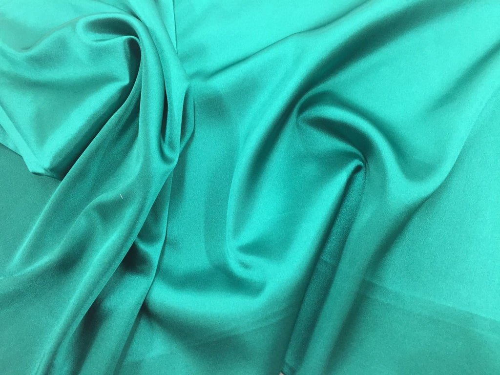Stretch 60" Charmeuse Satin Fabric - TEAL GREEN - Super Soft Silky Satin Sold By The Yard