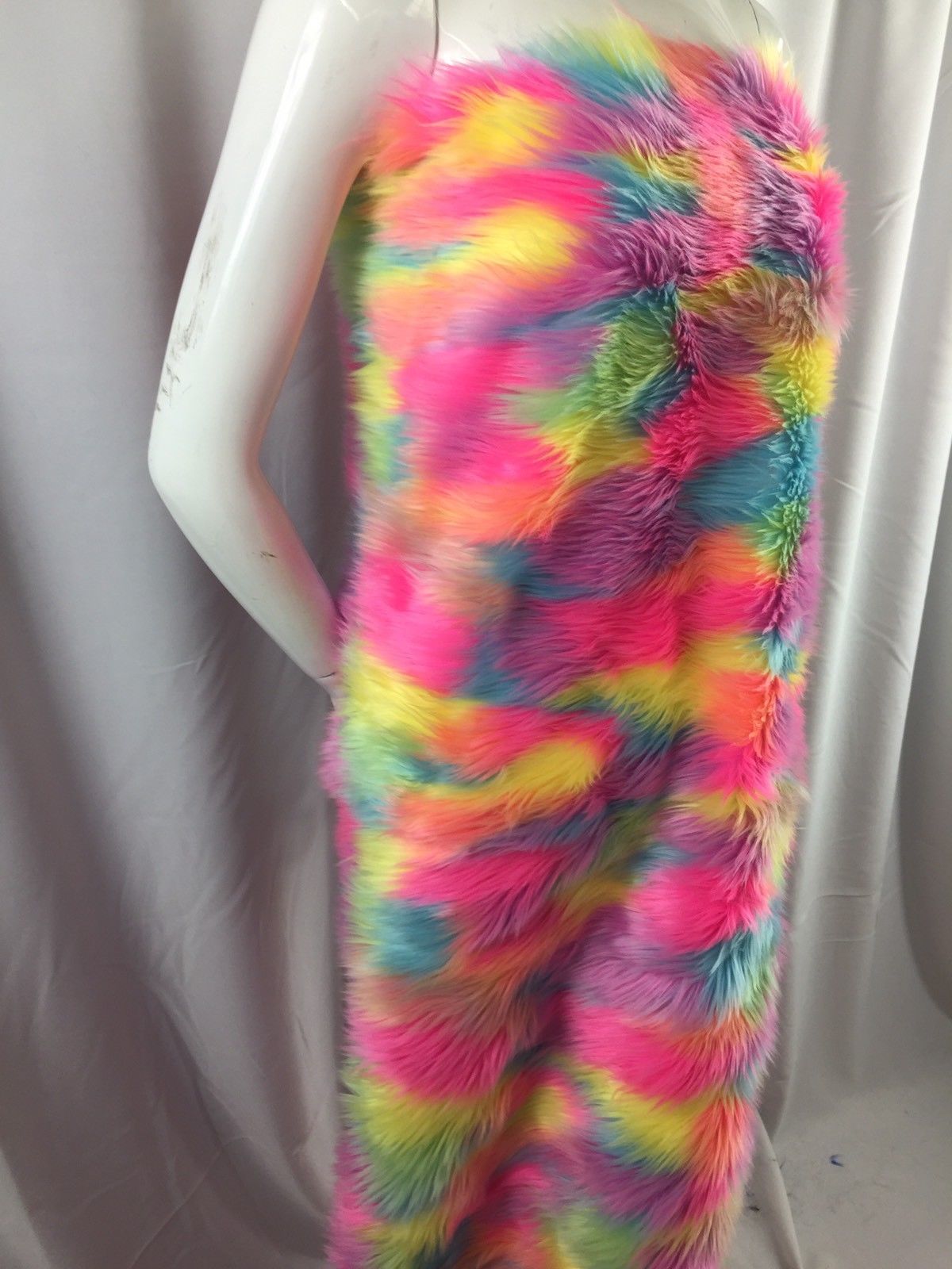 Faux Fur Fabric - Pink Long Pile Multi-Color Decoration Soft Fabric -  60" Wide Sold By The Yard