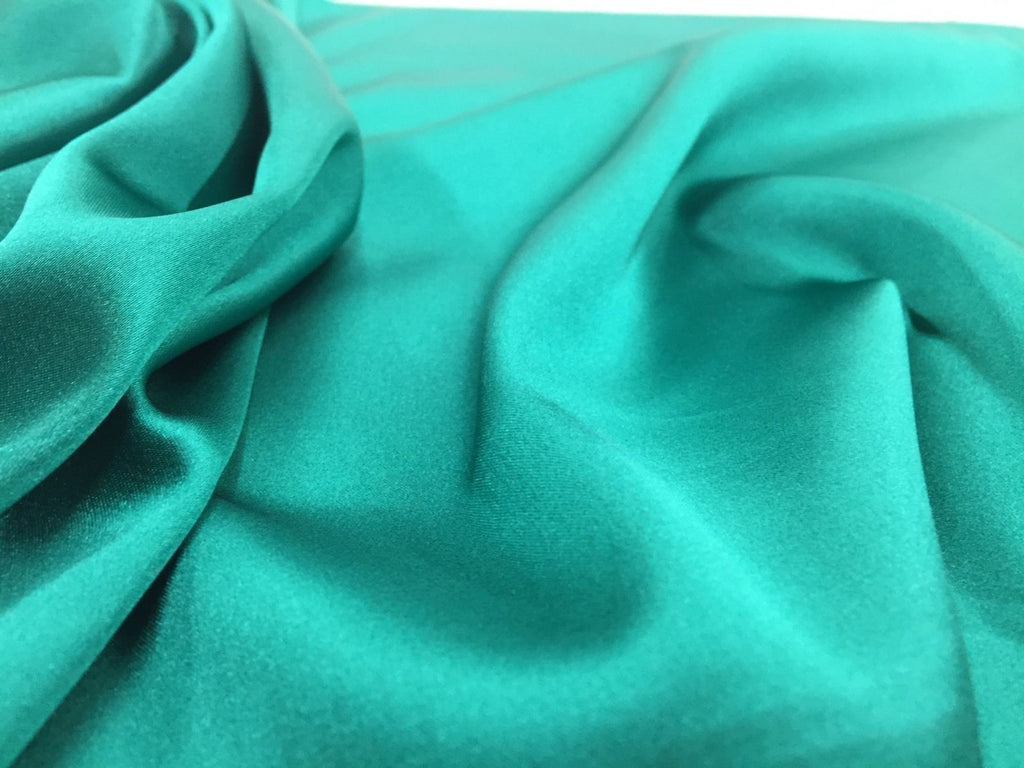 Stretch 60" Charmeuse Satin Fabric - TEAL GREEN - Super Soft Silky Satin Sold By The Yard