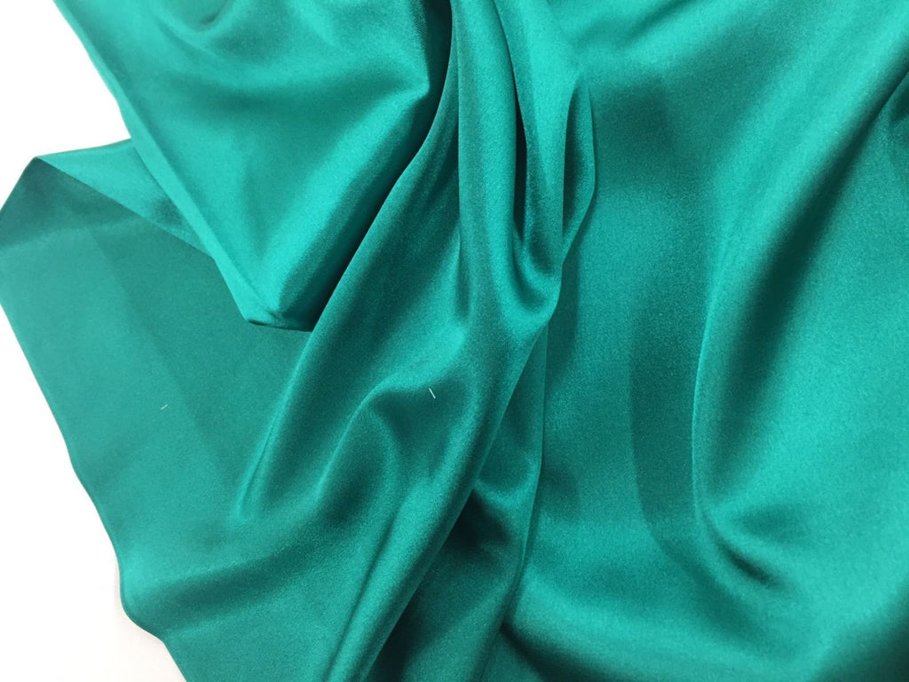 Stretch 60" Charmeuse Satin Fabric - TEAL GREEN - Super Soft Silky Satin Sold By The Yard