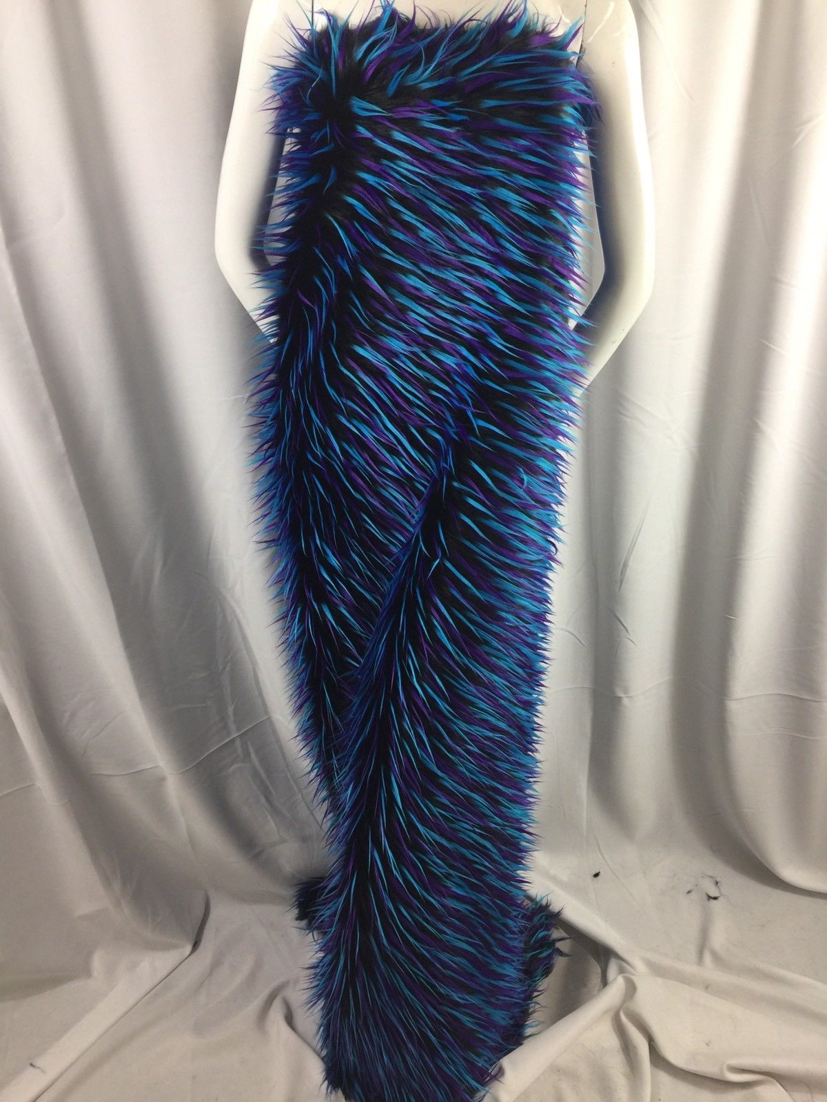 Faux Fur Fabric Two Tone Aqua Blue and Purple Spikes Decoration Soft 60" Wide By The Yard