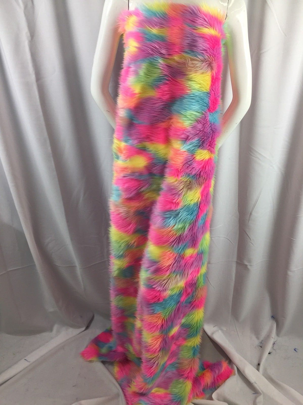 Faux Fur Fabric - Pink Long Pile Multi-Color Decoration Soft Fabric -  60" Wide Sold By The Yard