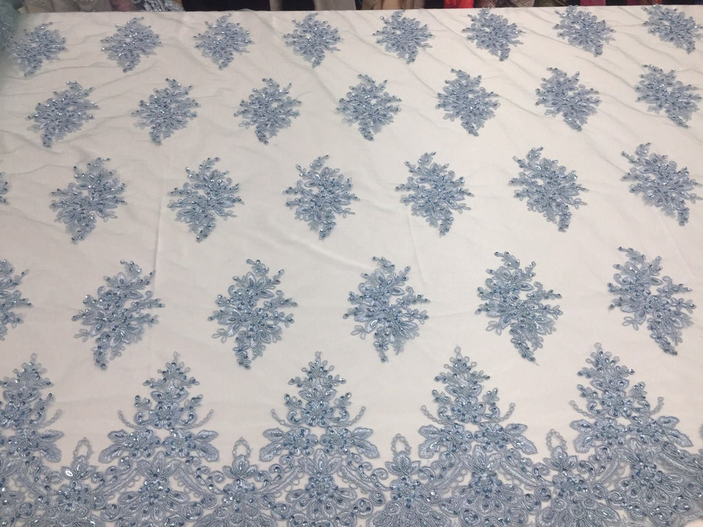 Wedding Bridal  Designs Mesh Lace Fabric Bridal Wedding Blue luxury.Sold ByThe Yard
