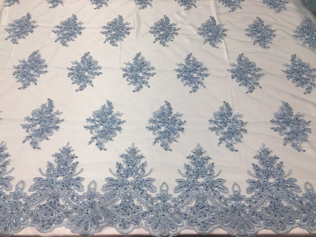 Wedding Bridal  Designs Mesh Lace Fabric Bridal Wedding Blue luxury.Sold ByThe Yard