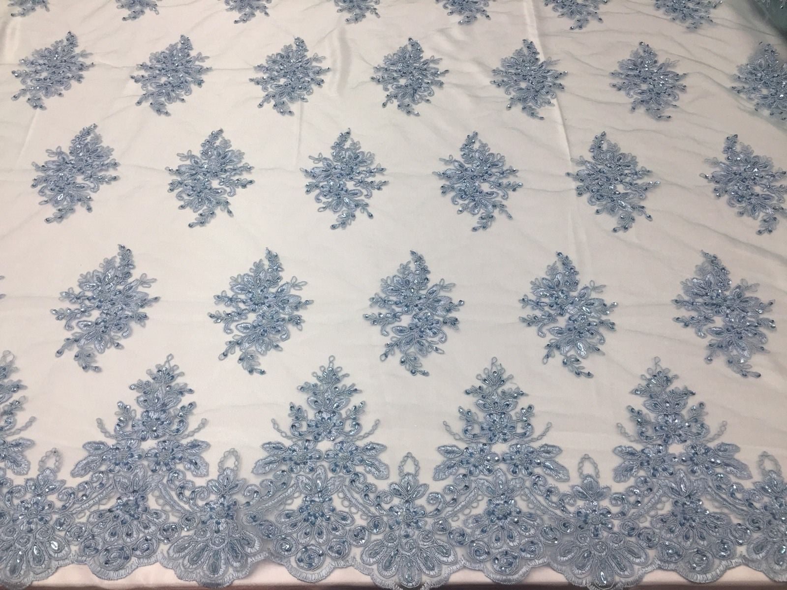 Wedding Bridal  Designs Mesh Lace Fabric Bridal Wedding Blue luxury.Sold ByThe Yard