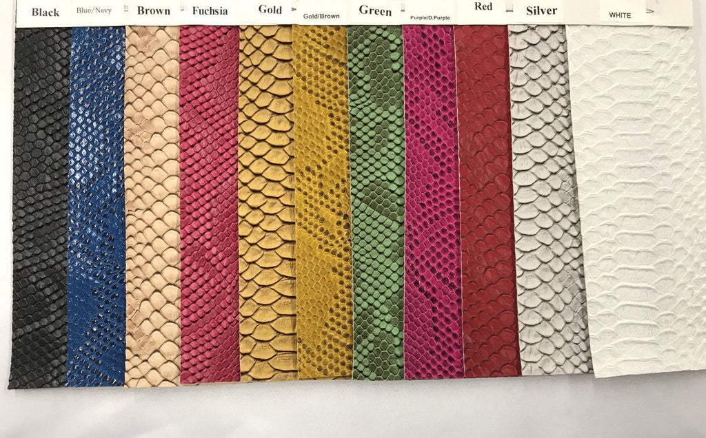 Vinyl Fabric - Gold Faux Viper Snake Skin Leather Upholstery - 3D Scales - By The Yard