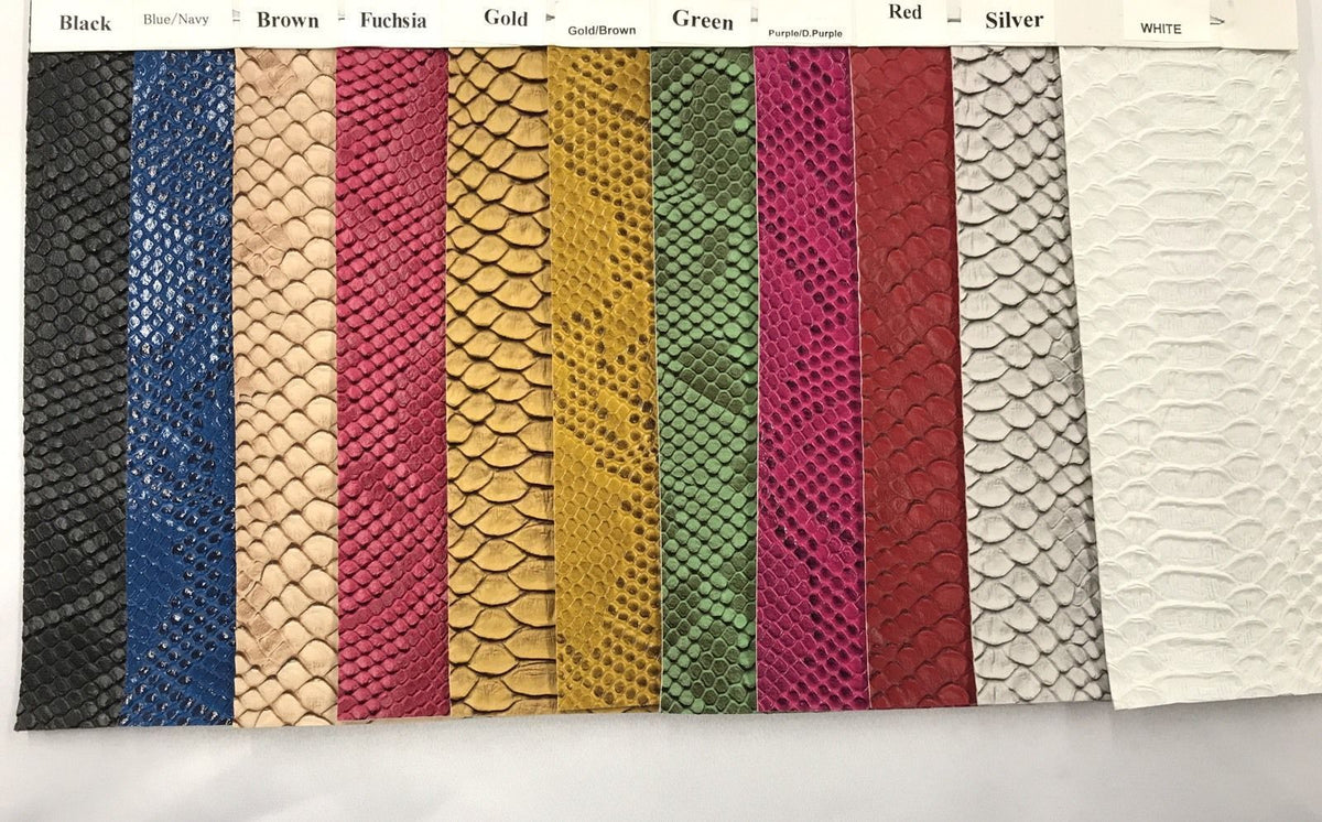 Vinyl Fabric - Gold Faux Viper Snake Skin Leather Upholstery - 3D Scales - By The Yard