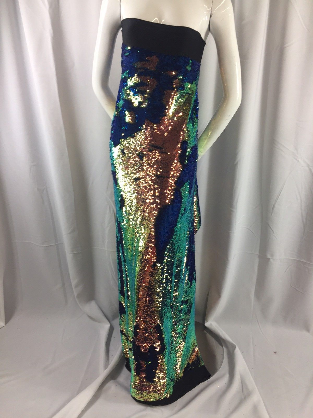 Mermaid Sequins Fabric IRIDESCENT Reversible 2 Way Stretch Royal Shiny Flip Up Sequins By The Yard