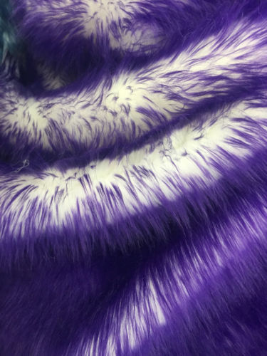 Faux Fur Fabric - Purple and Ivory Multi-Color Decoration Soft Furry Fabric 60" Wide By The Yard