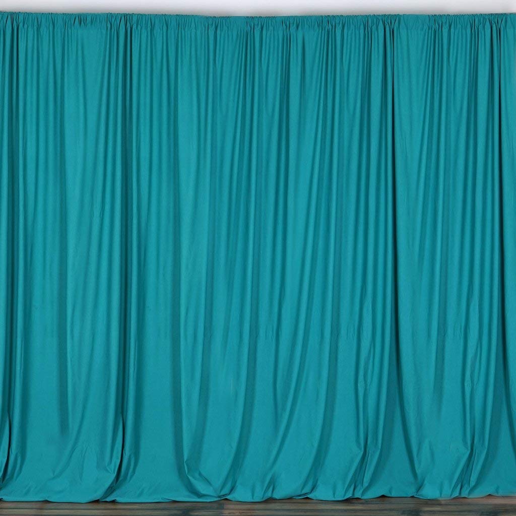 5 Feet x 10 Feet - Turquoise Polyester Poplin Backdrop Drape Curtain Photography Event Decor 1 Pair