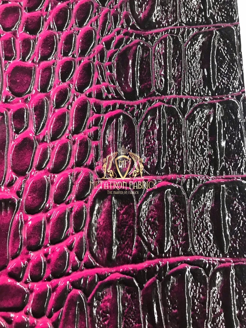 Crocodile Faux Leather Vinyl - Magenta - Fabric 3D Scales Vinyl Crocodile Sold By Yard