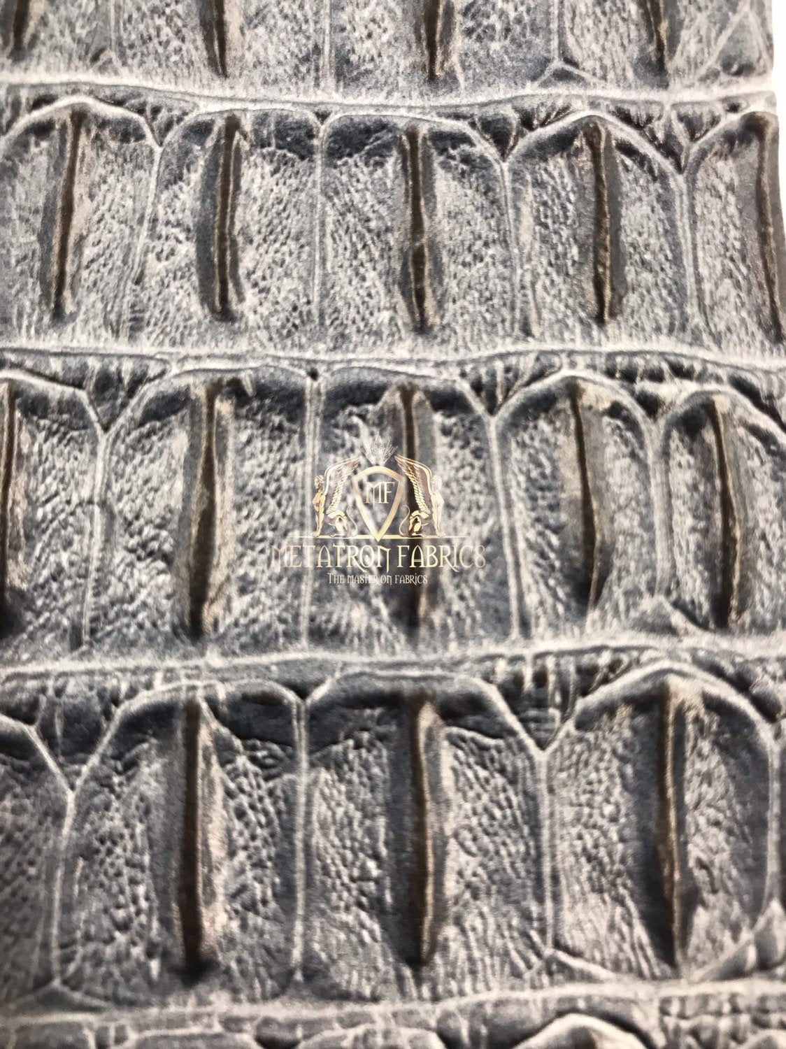 Crocodile Faux Leather Vinyl - Gray - Fabric 3D Scales Vinyl Crocodile Sold By Yard