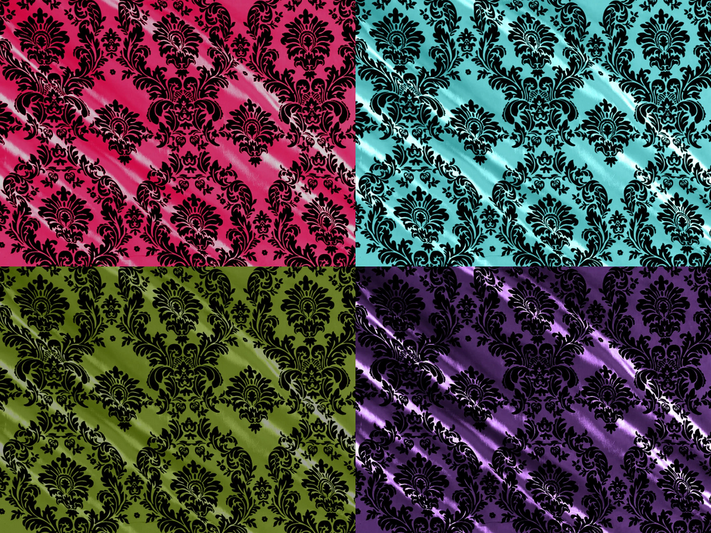 Flocked Taffeta Damask Design - Taffeta with Flocked Velvet Damask Design Sold By Yard