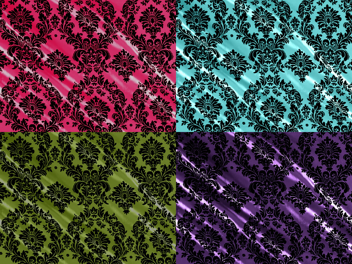 Flocked Taffeta Damask Design - Taffeta with Flocked Velvet Damask Design Sold By Yard