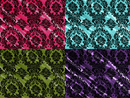 Flocked Taffeta Damask Design - Taffeta with Flocked Velvet Damask Design Sold By Yard