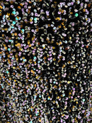 Velvet Stretch Sequins - Pink/ Gold Sequins on Black 2 Way Stretch Velvet Fabric 58/60”