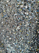 Velvet Stretch Sequins - Silver Sequins on Gray 2 Way Stretch Velvet Fabric 58/60”
