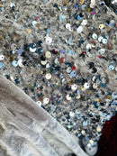 Velvet Stretch Sequins - Silver Sequins on Gray 2 Way Stretch Velvet Fabric 58/60”