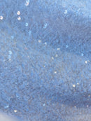 Velvet Stretch Sequins - Clear Sequins on OffWhite 2 Way Stretch Velvet Fabric 58/60”