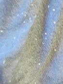 Velvet Stretch Sequins - Clear Sequins on OffWhite 2 Way Stretch Velvet Fabric 58/60”