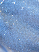 Velvet Stretch Sequins - Clear Sequins on OffWhite 2 Way Stretch Velvet Fabric 58/60”