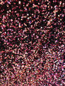 Velvet Stretch Sequins - Dusty Rose Sequins on Black 2 Way Stretch Velvet Fabric 58/60”