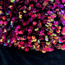 Velvet Stretch Sequins - Multicolor Sequins on Black 2 Way Stretch Velvet Fabric 58/60”