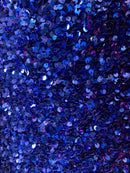 Velvet Stretch Sequins - Royal Blue Sequins on Royal Blue 2 Way Stretch Velvet Fabric 58/60”