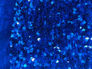Velvet Stretch Sequins - Royal Blue Sequins on Royal Blue 2 Way Stretch Velvet Fabric 58/60”