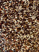 Velvet Stretch Sequins - Gold Sequins on Black 2 Way Stretch Velvet Fabric 58/60”