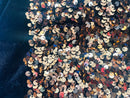 Velvet Stretch Sequins - Gold Sequins on Black 2 Way Stretch Velvet Fabric 58/60”