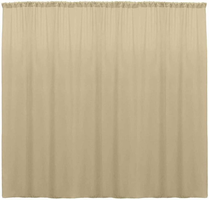 10 ft. Wide X 8 ft. Tall - Beige - Curtain Polyester Backdrop High Quality Drapes with Rod Pocket