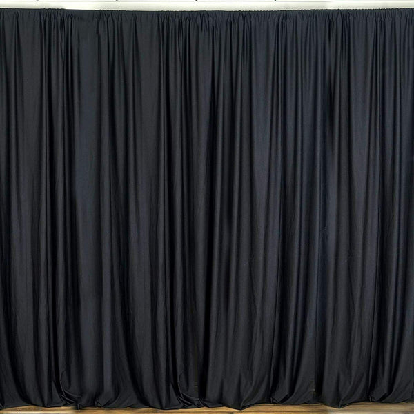 10 ft. Wide X 8 ft. Tall - Black - Curtain Polyester Backdrop High Quality Drapes with Rod Pocket