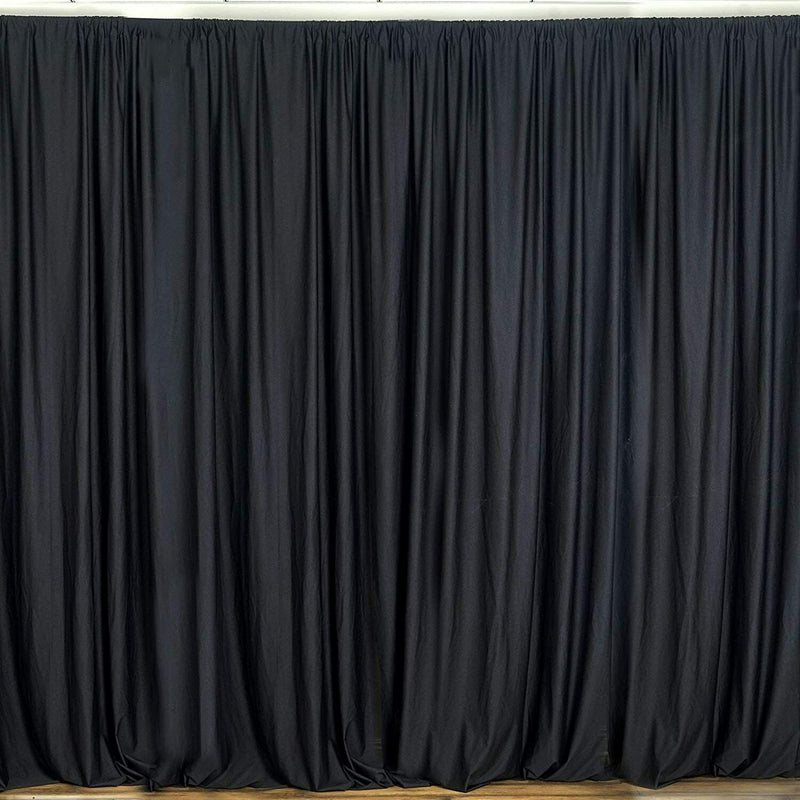 10 ft. Wide X 8 ft. Tall - Black - Curtain Polyester Backdrop High Quality Drapes with Rod Pocket