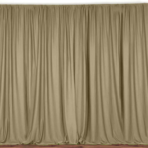 10 ft. Wide X 8 ft. Tall - Champagne Curtain Polyester Backdrop High Quality Drapes with Rod Pocket