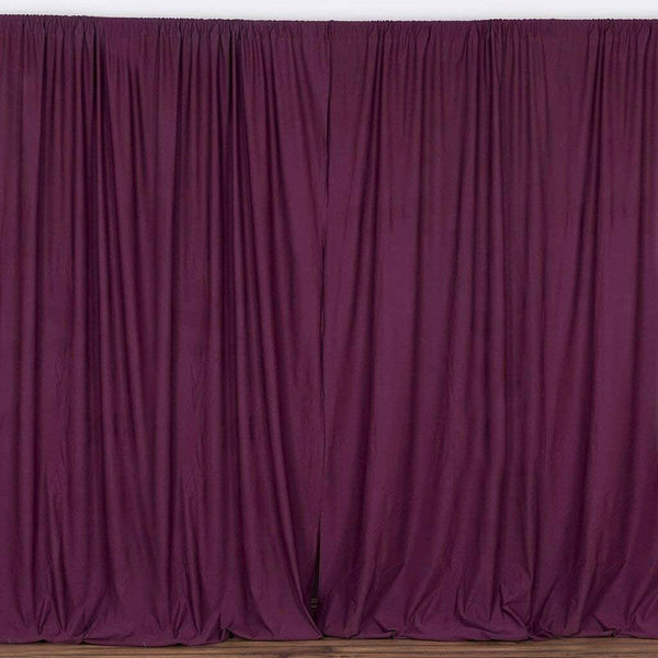 10 ft. Wide X 8 ft. Tall - Eggplant - Curtain Polyester Backdrop High Quality Drapes with Rod Pocket