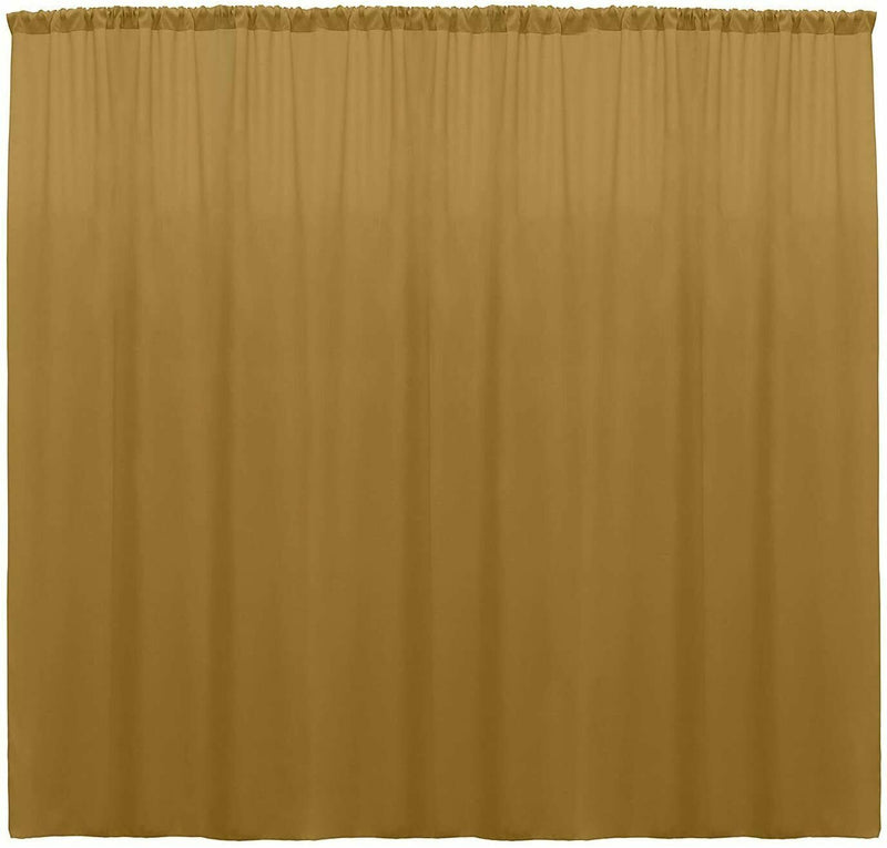 10 ft. Wide X 8 ft. Tall - Gold - Curtain Polyester Backdrop High Quality Drapes with Rod Pocket