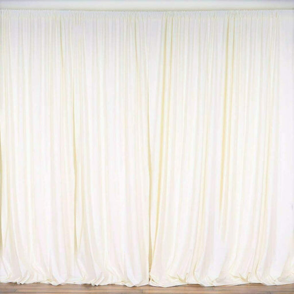 10 ft. Wide X 8 ft. Tall - Ivory - Curtain Polyester Backdrop High Quality Drape with Rod Pocket