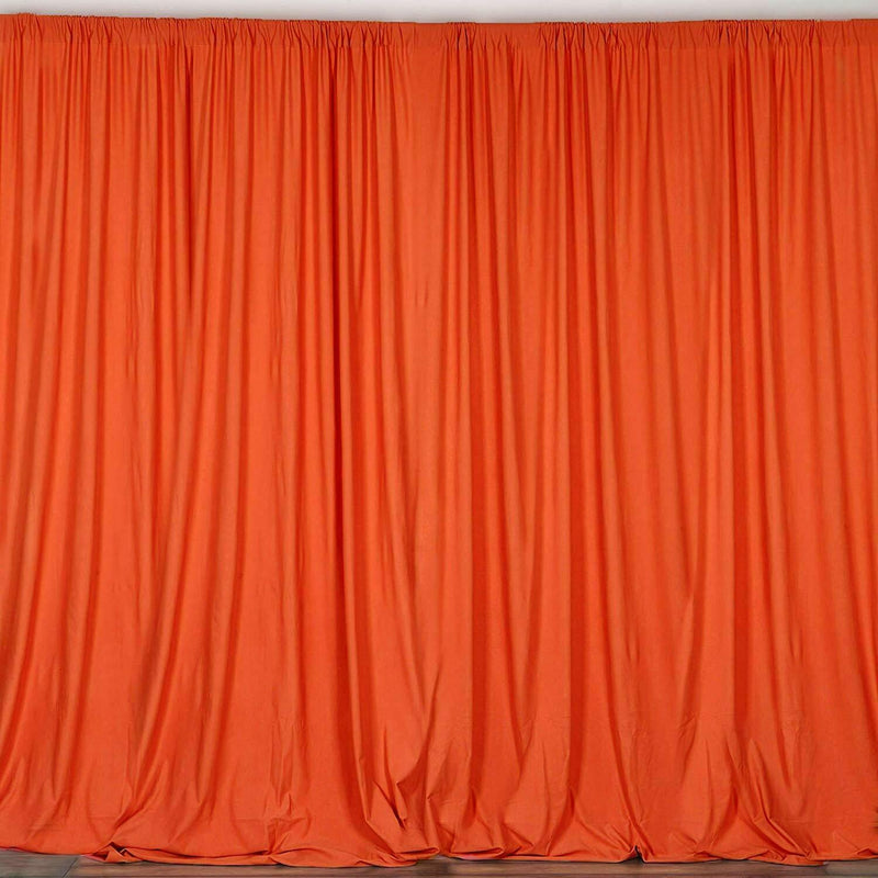 10 ft. Wide X 8 ft. Tall - Orange - Curtain Polyester Backdrop High Quality Drapes with Rod Pocket