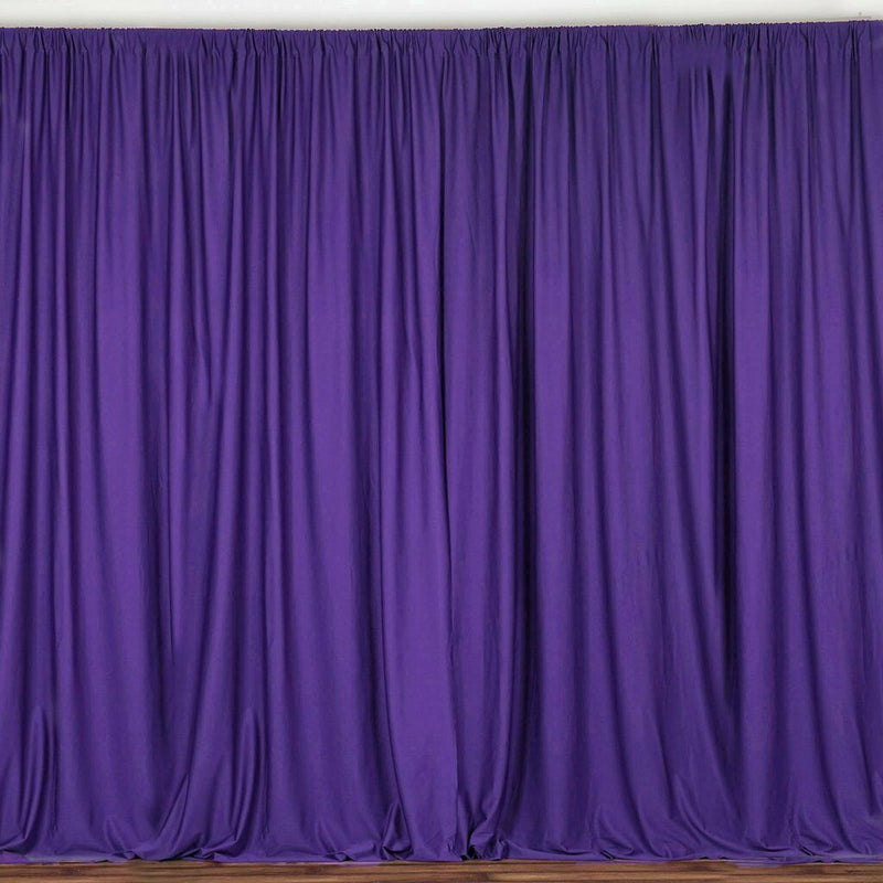 10 ft. Wide X 8 ft. Tall - Purple - Curtain Polyester Backdrop High Quality Drapes with Rod Pocket