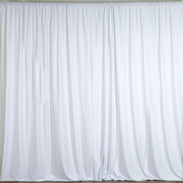 10 ft. Wide X 8 ft. Tall - White - Curtain Polyester Backdrop High Quality Drapes with Rod Pocket