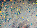 Velvet Stretch Sequins - Iridescent Aqua Clear Sequins on White 2 Way Stretch Velvet Fabric 58/60”