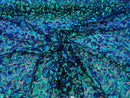 2 Way Stretch Fabric - Irridescent Green - Print Design Fashion Sequins Mesh Fabric