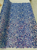 2 Way Stretch Fabric - Irridescent Colors - Print Design Fashion Sequins Mesh Fabric
