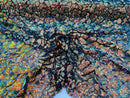 2 Way Stretch Fabric - Irridescent Orange - Print Design Fashion Sequins Mesh Fabric