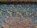 2 Way Stretch Fabric - Irridescent Orange - Print Design Fashion Sequins Mesh Fabric