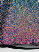 2 Way Stretch Fabric - Irridescent Colors - Print Design Fashion Sequins Mesh Fabric