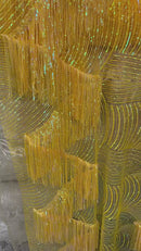 Fringe Sequins Fabric - Yellow - 2 Way Stretch Glamorous Fringe Design on Mesh By Yard