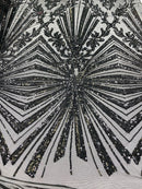 4 Way Stretch Fabric - Different Colors - Elegant Design Sequins Fashion on Spandex Mesh