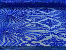 4 Way Stretch Fabric - Royal Blue - Elegant Design Sequins Fashion on Spandex Mesh